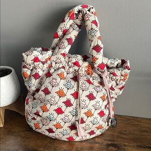 Furla Puffer Bag Light Blue with Dandelion Paisley Design